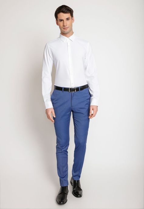 Pantalón Hombre Traje Suit Separate Washable Azul Claro-3