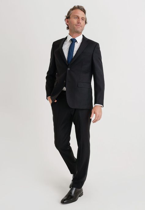 Traje Formal Hombre Lana Fantasía Slim Travel Negro-0