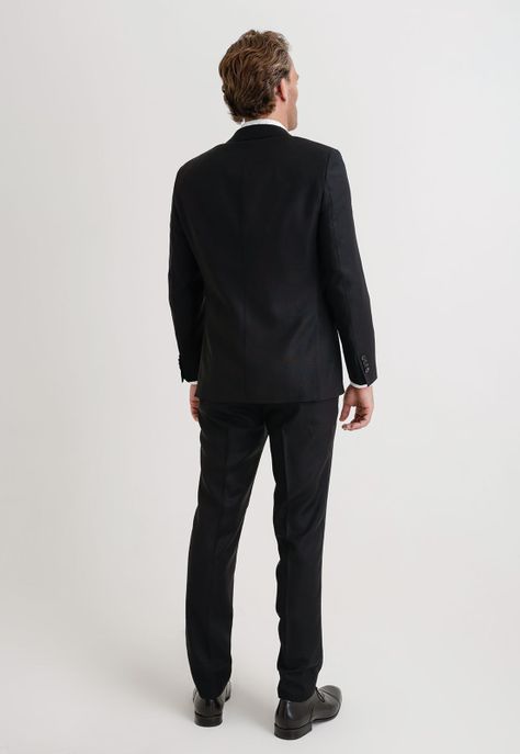 Traje Formal Hombre Lana Fantasía Slim Travel Negro-1