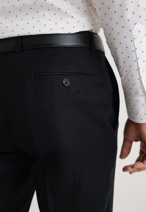 Traje Formal Hombre Lana Fantasía Slim Travel Negro-3