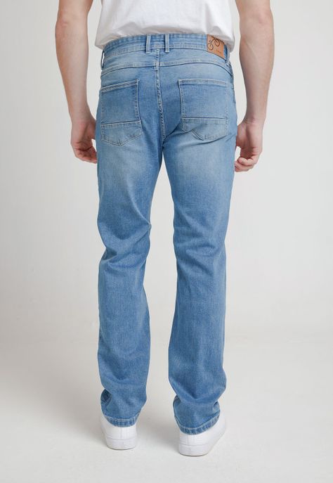 Jeans Hombre Algodón Liso Regular Nada Celeste-1