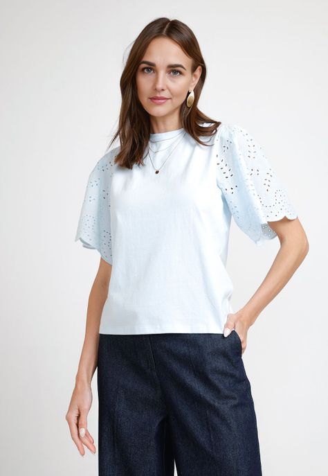 Polera de Mujer Modelo Pascal Color Celeste-0