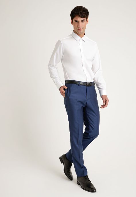 Pantalón Formal Liso Azul Azul-3