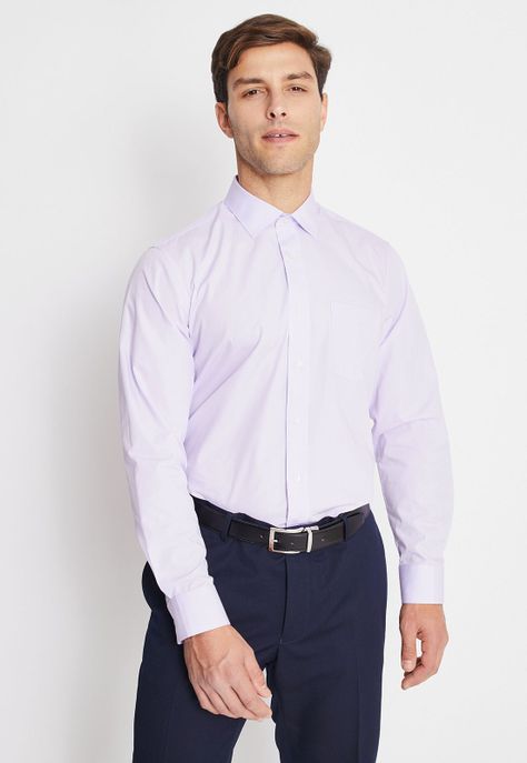Camisa Formal Básica Lisa Regular Poplin Lila-0