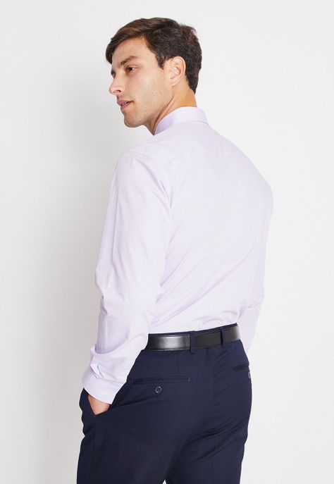 Camisa Formal Básica Lisa Regular Poplin Lila-1