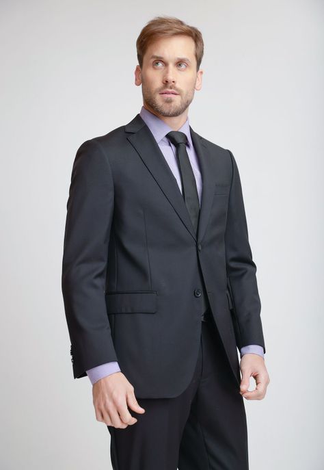 Chaqueta Formal Hombre Lana S100'S Liso Regular Mix&Color Negro-0