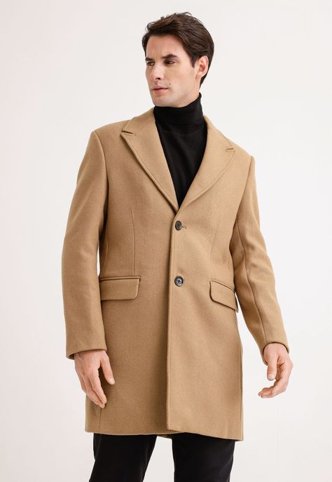 Abrigo Hombre Lana Twill Camel-0