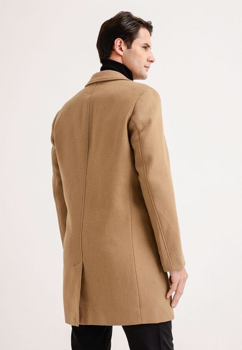 Abrigo Hombre Lana Twill Camel-1