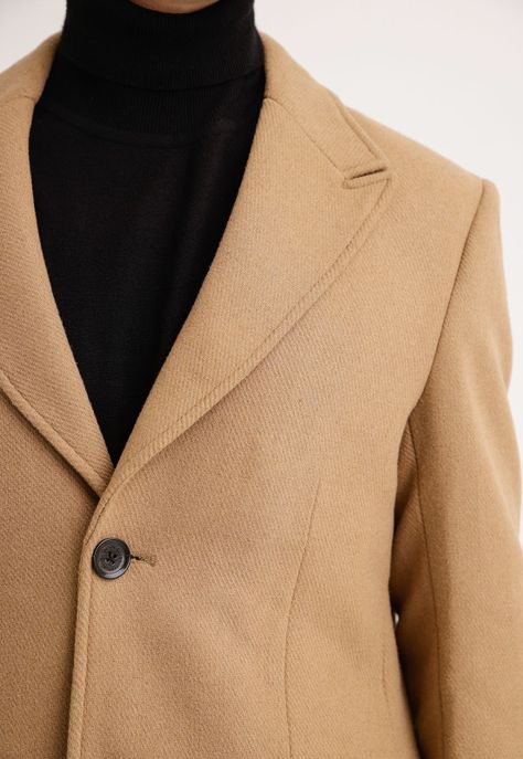 Abrigo Hombre Lana Twill Camel-2