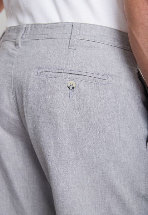 Bermuda Hombre Mezcla Algodón Lino Liso Slim Venus Gris-2