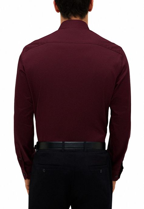 Camisa Formal Hombre Wrinkle Free (Evita Arrugas) Burdeo-1