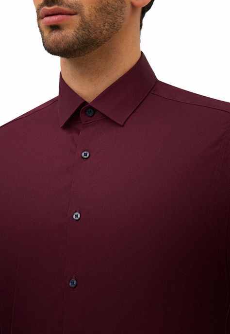 Camisa Formal Hombre Wrinkle Free (Evita Arrugas) Burdeo-2