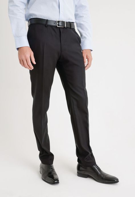 Pantalón Formal Hombre Lana S100'S Liso Slim Perfect Suit Negro-0