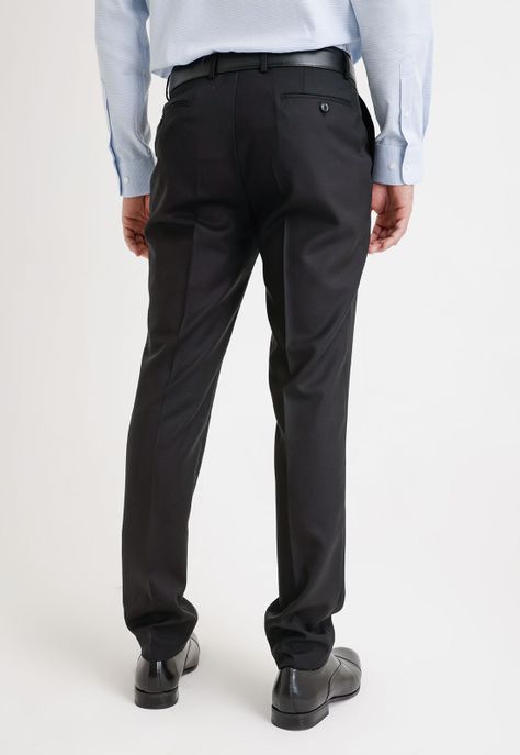 Pantalón Formal Hombre Lana S100'S Liso Slim Perfect Suit Negro-1