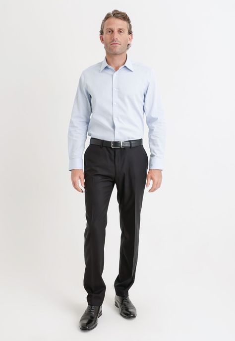Pantalón Formal Hombre Lana S100'S Liso Slim Perfect Suit Negro-3