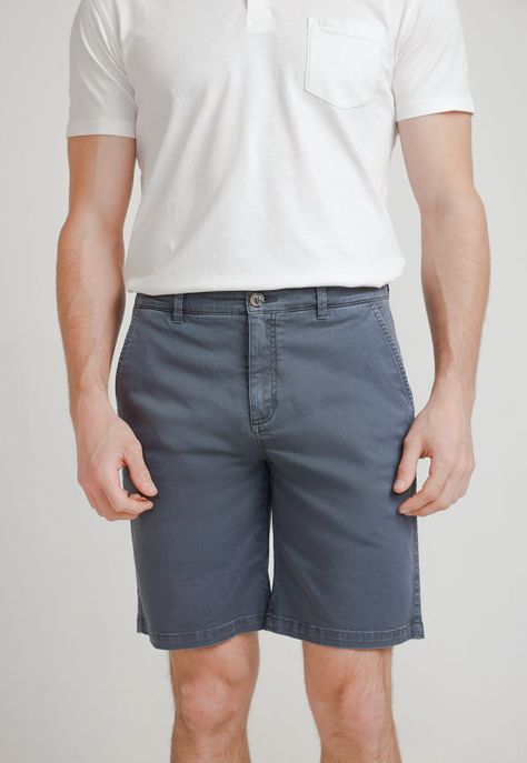 Bermuda Hombre Algodón Liso Slim Valerio Azulino-0