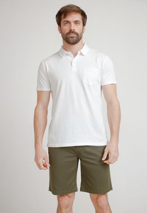 Polera Hombre Algodón Polo Slim Marc Ecru-0