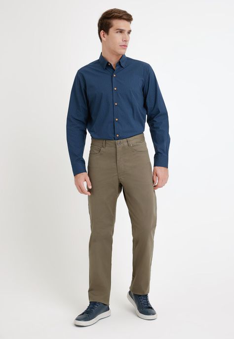 Pantalón Hombre Algodón Liso Slim Vilas Verde-3
