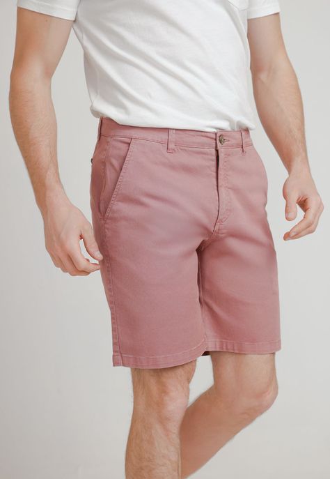 Bermuda Hombre Algodón Liso Slim Valerio Coral-0