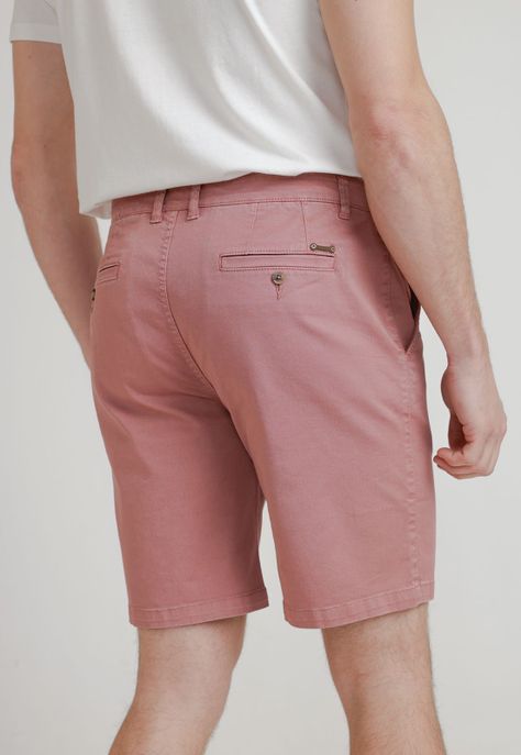 Bermuda Hombre Algodón Liso Slim Valerio Coral-1