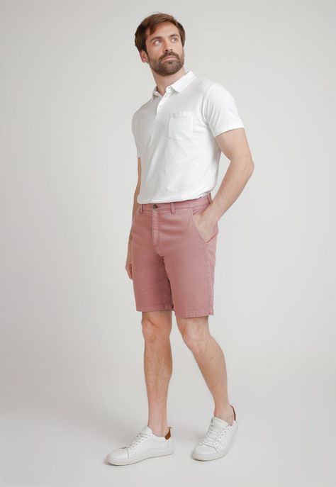 Bermuda Hombre Algodón Liso Slim Valerio Coral-3