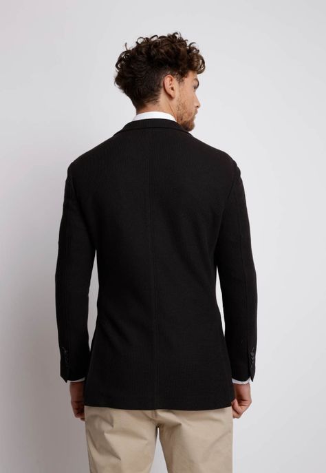 Chaqueta hombre Casual Slim Fit Basic knit Algodón Negro -1