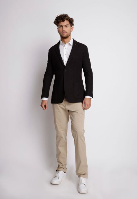 Chaqueta hombre Casual Slim Fit Basic knit Algodón Negro -3