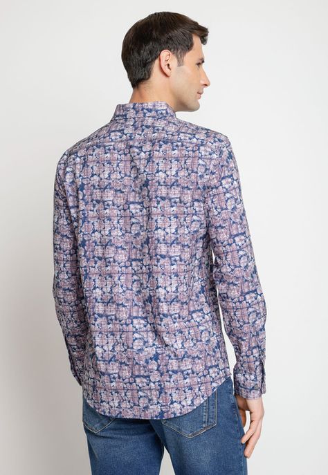 Camisa Hombre Manga Larga Stretch Estampada Grape-1