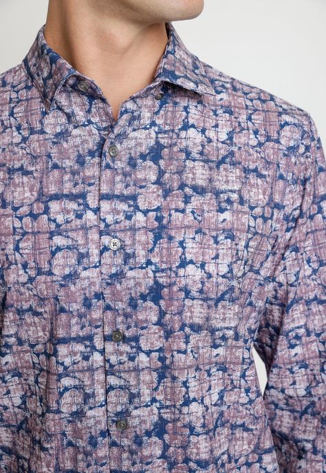 Camisa Hombre Manga Larga Stretch Estampada Grape-2