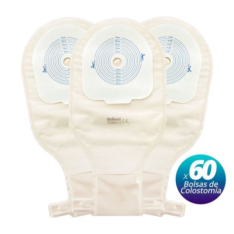 60x Bolsas De Colostomía Placa Recortable con Filtro Olor y Gases-0