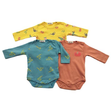 Set 3 bodys estampados de huerta niño-0