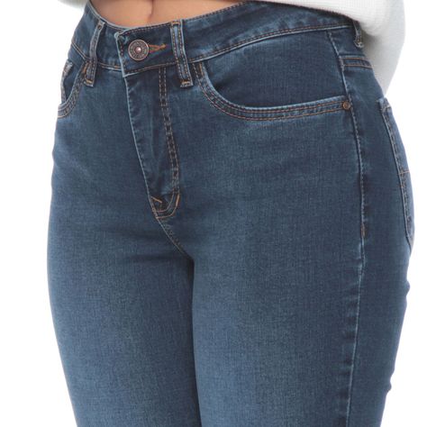 Jeans 1 Boton Slim Tiro Alto Pretina Basica-2