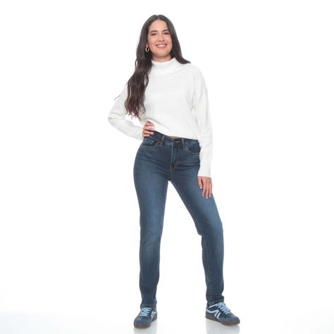 Jeans 1 Boton Slim Tiro Alto Pretina Basica-3