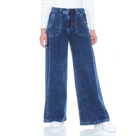 Jeans Cargo Wide Leg Tiro Alto Pretina Basica 1 Boton Costadillo-0