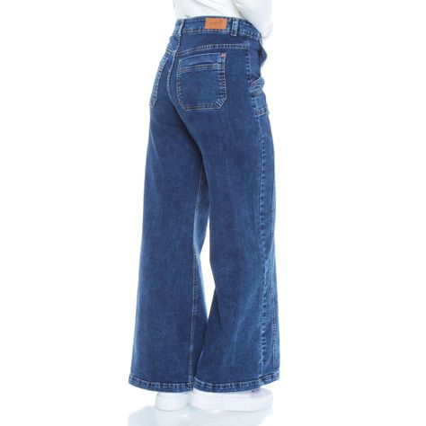Jeans Cargo Wide Leg Tiro Alto Pretina Basica 1 Boton Costadillo-1