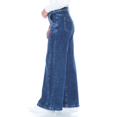 Jeans Cargo Wide Leg Tiro Alto Pretina Basica 1 Boton Costadillo-2