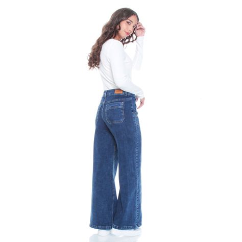 Jeans Cargo Wide Leg Tiro Alto Pretina Basica 1 Boton Costadillo-7