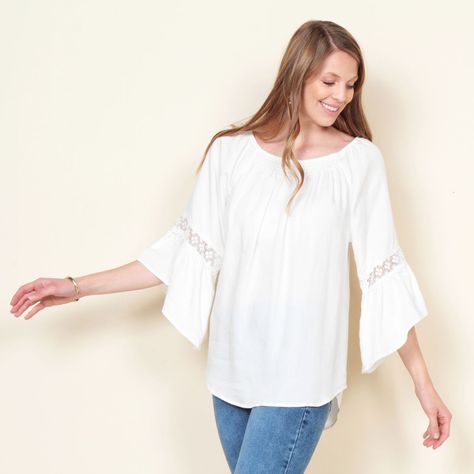 Blusa Manga 3/4 Acampanada Con Escotes Recogido-2