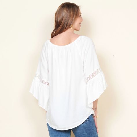 Blusa Manga 3/4 Acampanada Con Escotes Recogido-4