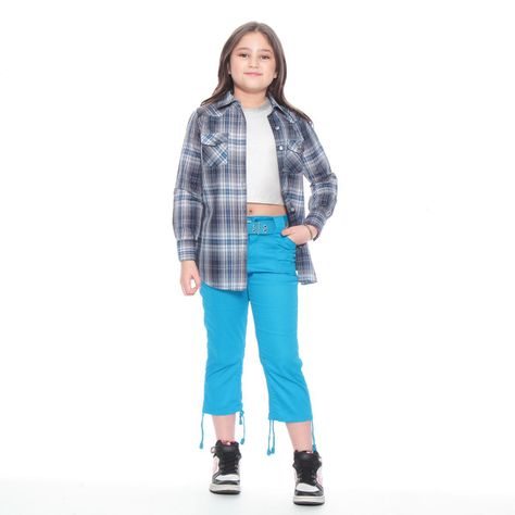 BLUSA INFANTIL ESCOCES  CON DOBLE BOLSILLO-1