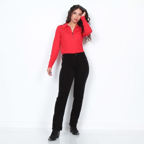 Pantalon Cotele Recto Push In Push Up Pretina  Basica Un Boton-0