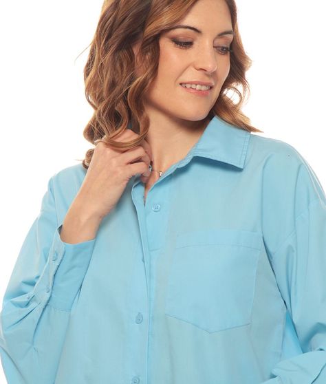 Blusa Manga Larga Solida Cuello Camisero-2
