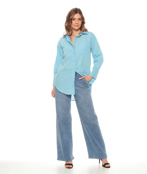 Blusa Manga Larga Solida Cuello Camisero-3