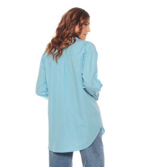Blusa Manga Larga Solida Cuello Camisero-5