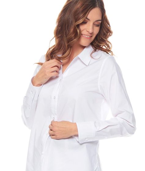 Blusa Manga Larga Solida Cuello Camisero Abotonada-5
