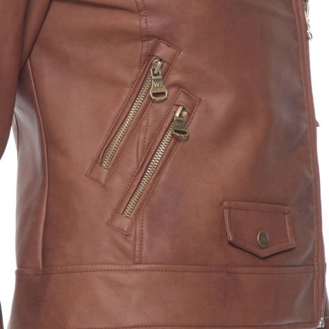 Chaqueta Manga Larga Cuero Ecologico Con Cierres-3