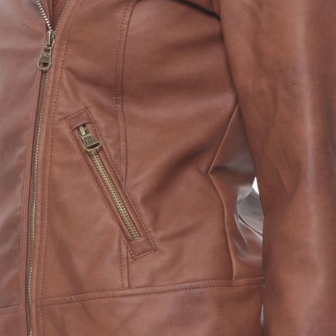 Chaqueta Manga Larga Cuero Ecologico Con Cierres-4