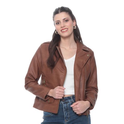 Chaqueta Manga Larga Cuero Ecologico Con Cierres-6
