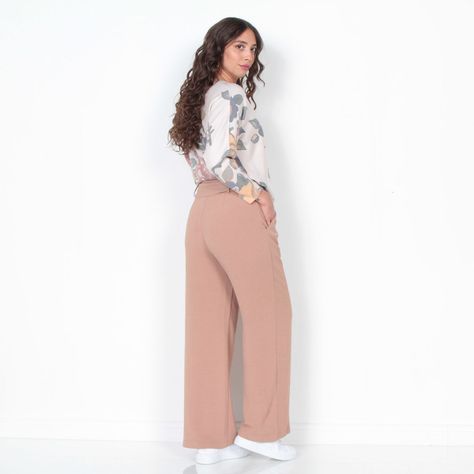 Pantalon Wide Leg Pretina Basica Con Cinturon  Tiro Alto-5