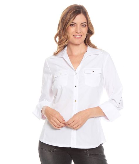 Blusa Manga Larga Con Tapeta Y Aplicacion En Mangas Rib En Costado-0